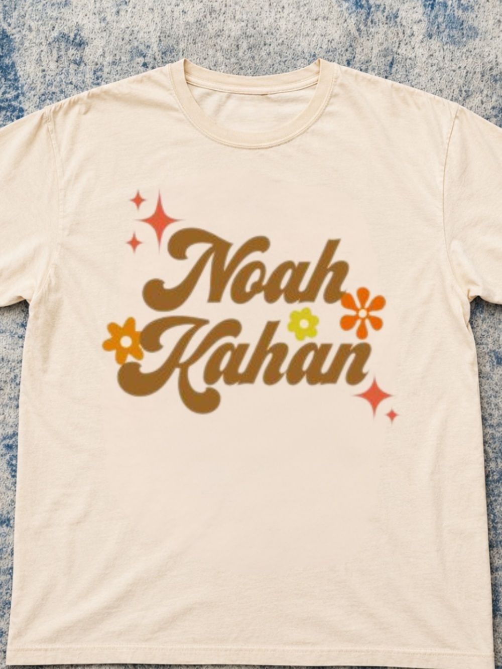 Noah Kahan OFF WHITE Tee with Brown & Orange Floral Print